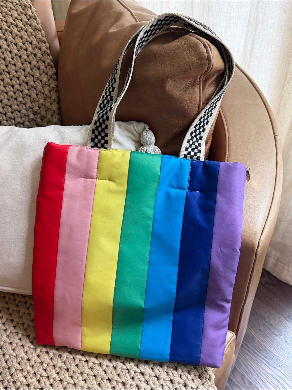Clare V Rainbow Nylon Padded Tote Bag